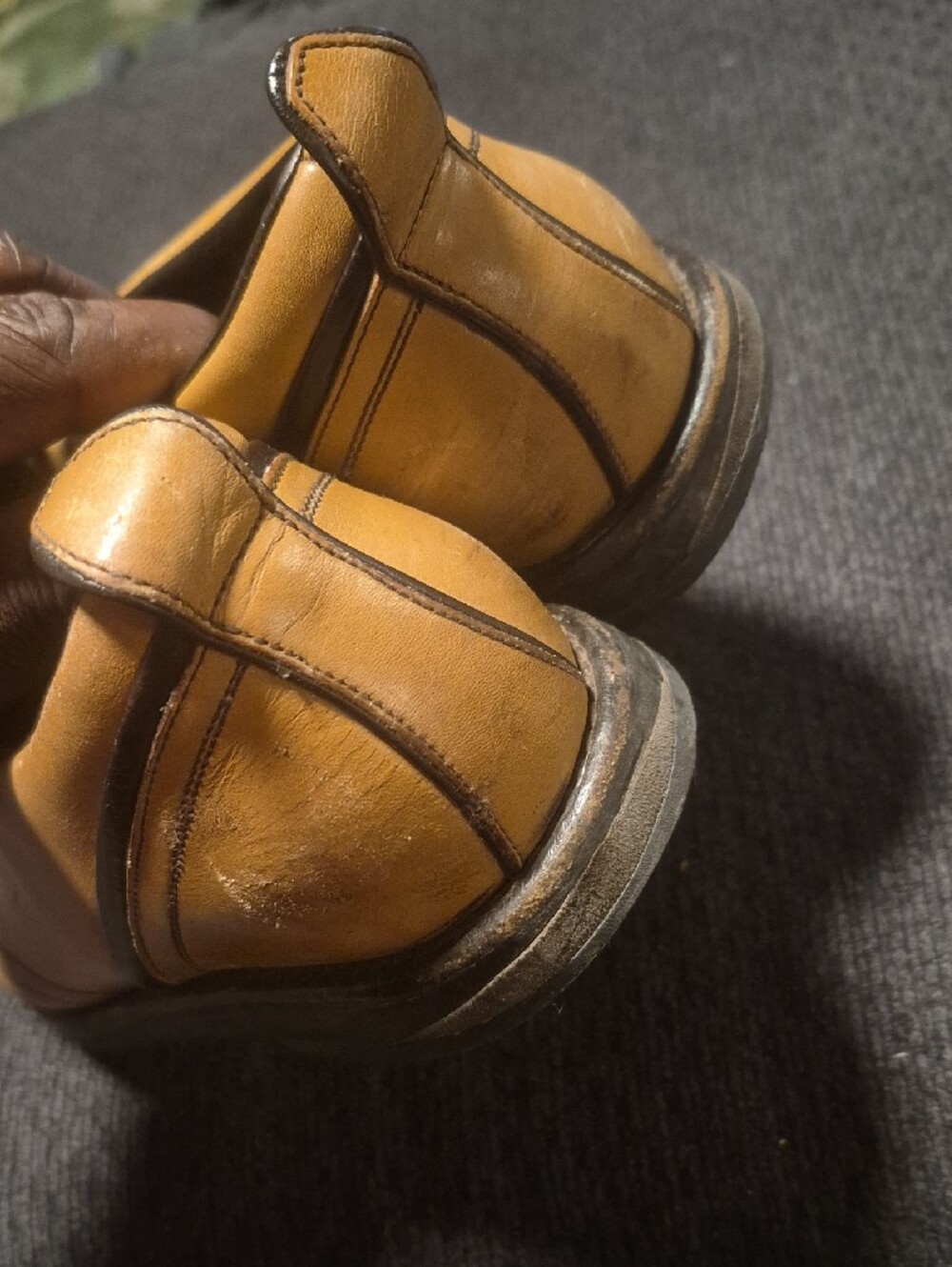 Prada Tan Leather Derby Shoes with Dark Brown Accents - Picture 3 of 12